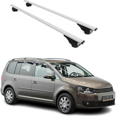 OMAC Barres de toit pour VW Touran I 2003-2015 – TÜV / DIN 75302:2019 – Antivol inclus – Charge max 75 kg – 2 barres Argent (1/4)