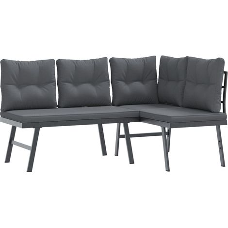Maison Exclusive - Gartenbänke mit Kissen 2 Stk. Schwarz Pulverbe