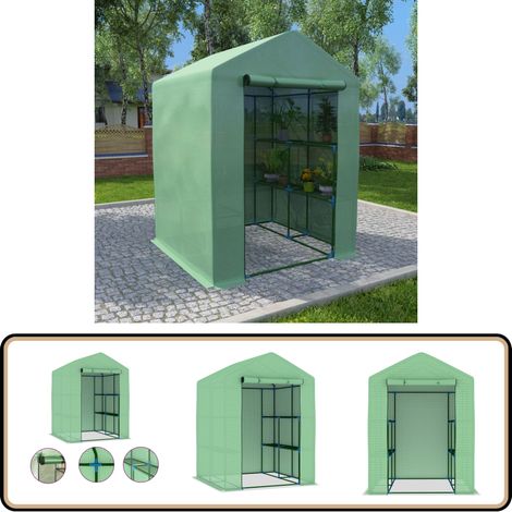 Serre avec étagères Acier 143x143x195 cm - Serre De Jardin - Serre Pliable - Abri Jardin - Protection Plante - Serrez Jardin (1/5)