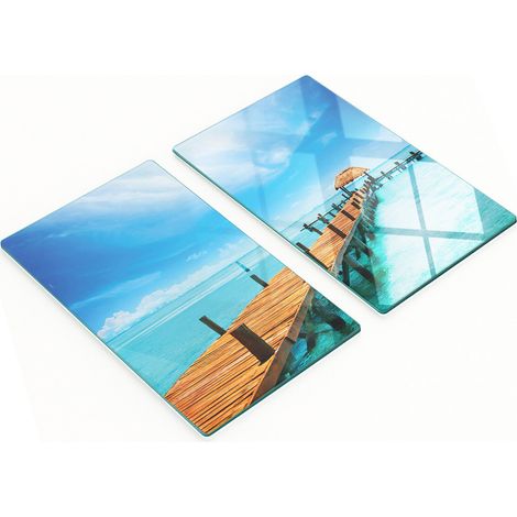 Küchenservierbretter aus Glas mit mexikanischem Pier-Motiv, 2 x 30 x 52 cm (1/5)