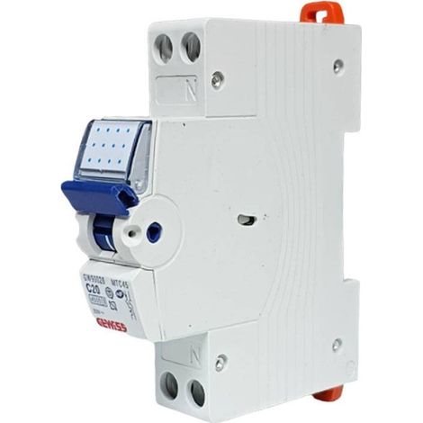 Gewiss compact circuit breaker 1p+n c20 4.5ka 1 module gw90028