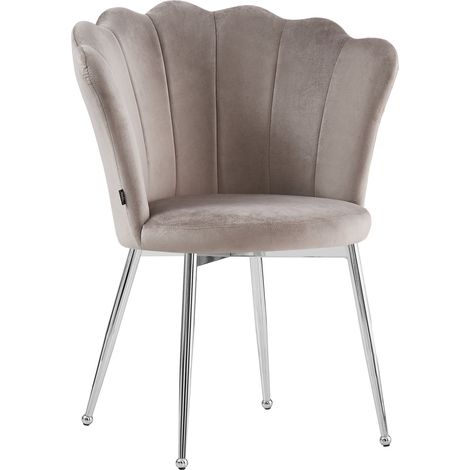 Lot de 2 chaises NYMPHEA pieds Chrome assise Velours Moka (1/4)