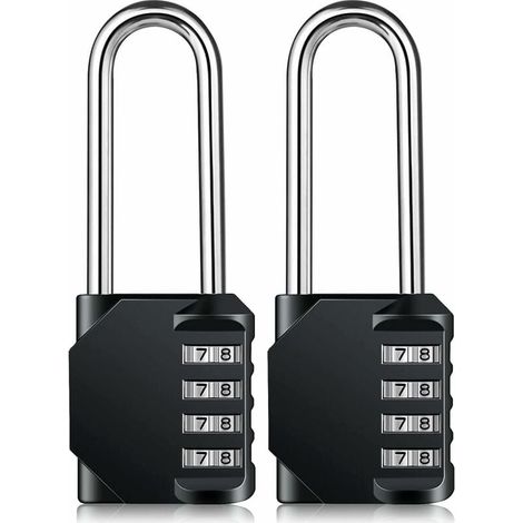 Cadenas à Combinaison 4 Chiffres Réinitialisable Résistant aux Intempéries Anse 6.3 cm Alliage Zinc 2 Pièces (1/4)