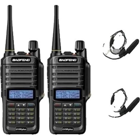 Talkie-walkie Baofeng UV-9R Plus, étanche IP67, communication longue portée, avec oreillette à tube d'air.-AquaForge (1/2)