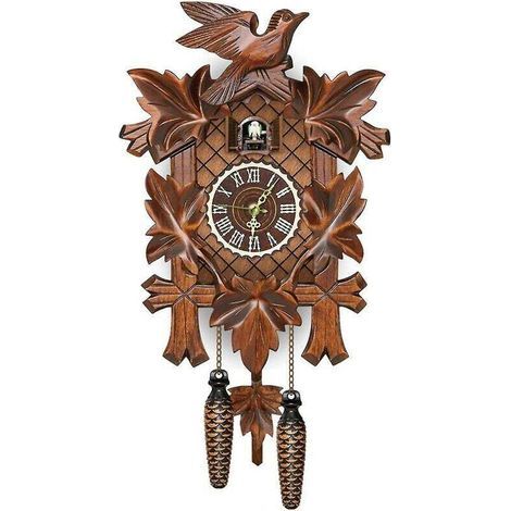 Reloj de cuco de pared de madera MDF – Estilo nórdico retro – Dimensiones 26x6x14cm – Decoración artesanal de la Selva Negra (1/5)