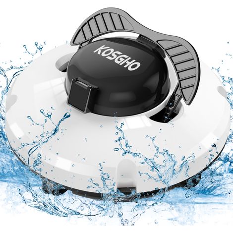 Pool-Staubsauger-Roboter, kabelloser Pool-Reiniger mit zwei Motoren, automatisches Parken für Pools mit flachem Boden, EU-Stecker, weiß