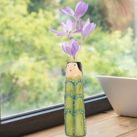 Set di 8 graziosi vasi decorativi in resina dipinta a forma di famiglia, per tavolo e mensola. (1/4)