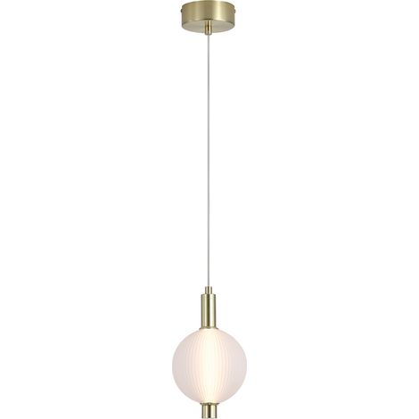 Searchlight Luminique Suspension LED intégrée, laiton satiné, verre 6W 3000K (1/5)