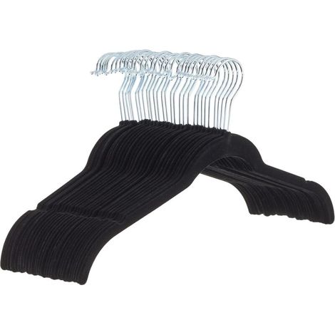 Cintres pour chemises/robes, gain de place, doublés de velours, noirs, lot de 30 (1/5)