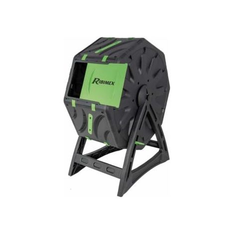 Ribimex – Composteur rotatif 70 litres – Plastique noir et vert – Dimensions 58 x 34,5 x 71 cm – Compostage rapide en 2 semaines