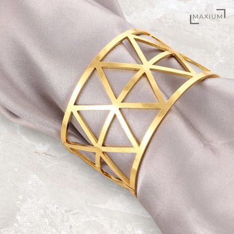 - Rond de serviette doré - Lot de 6 - Rond de serviette triangulaire - Décoration de table - Accessoires de table - Décoration de mariage - Lot de 6 ronds de serviette - Doré - Luxe