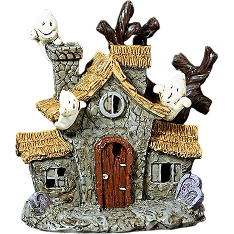 Figurine de Village d'halloween de Maison hantée Lumineuse 5 Pouces, décoration intérieure en résine, Lueur effrayante dans Le manoir hanté Sombre pour Affichage Table (1/5)