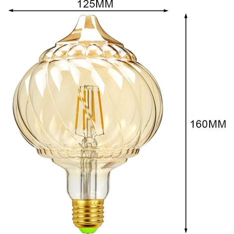 Retro-LED-Glühbirne, 4 Watt, warmweißes Licht 2700K, Kristallkürbisform, Edison-Schraubsockel, 220 Volt (1/5)