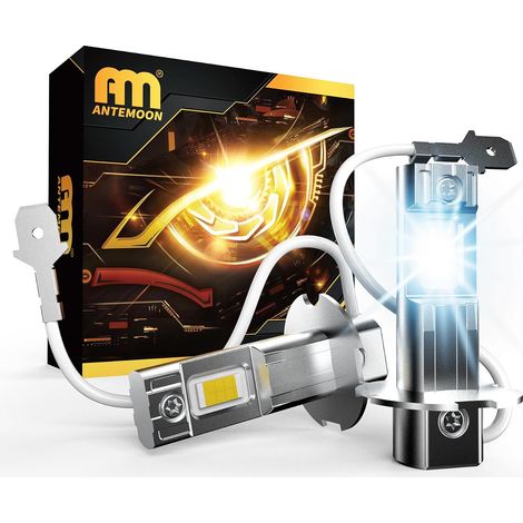 H3 LED Fog Light Bulbs 100W 20000LM 6500K White 12V 24V Headlight Bulb Halogen Replacement Bulbs for Cars, Plug and Play, Pack of 2 (1/5)