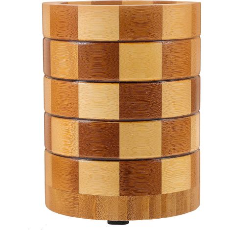 1 Porte-ustensiles en Bois, Design à Carreaux, Rangement Compact pour Couverts et Stylos, Cuisine et Bureau (1/5)