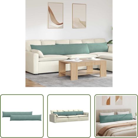vidaXL Sofakissen 2 Stück -  Sofakissen 2 Stück Meergrün 200 x 40 cm Cordstoff