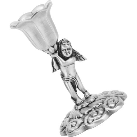 Paire de bougeoirs romantiques en forme d'ange, cadeaux pour anniversaires, Noël, Halloween (étain antique) (1/5)