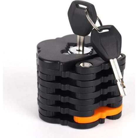 Bicycle Lock, Foldable Bicycle Lock, High Security, 83cm, With Stand and 2 Keys, E-Scooter Lock for Electric Motorcycles, Mountain Bikes, Road Bikes, BMX/MTB (Black)