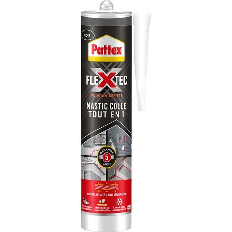 Pattex – Colle polymère noir 389g – Colle-mastic pour béton, plâtre, verre et métal – Résistante à l'eau et aux vibrations – Prise rapide