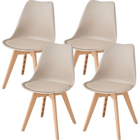 Wokaka - Set di 4 sedie da pranzo - Design scandinavo - Sedie beige, gambe in polipropilene