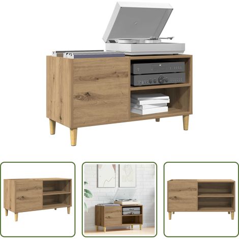 Meuble vinyle -  Armoire à disques chêne artisanal 84,5x38x48 cm bois ingénierie (1/5)