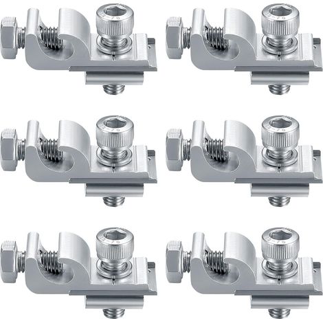 6 Pièces Clips de Mise à Terre de Mise à Terre de Panneau Solaire , Kit de Fixation pour Système de Montage Solaire, Pinces de Support de Montage (1/5)