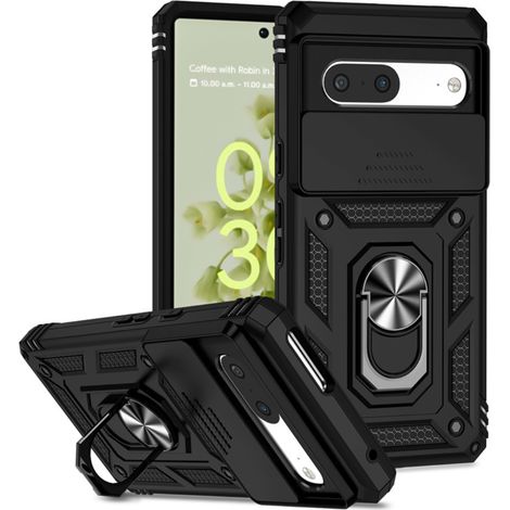Coque Pour Smartphone - Protection Antichute 3 M - Cache Objectif Intégré - Film Protecteur HD - Support Magnétique - Pour Google Pixel 6 - Noir (1/5)
