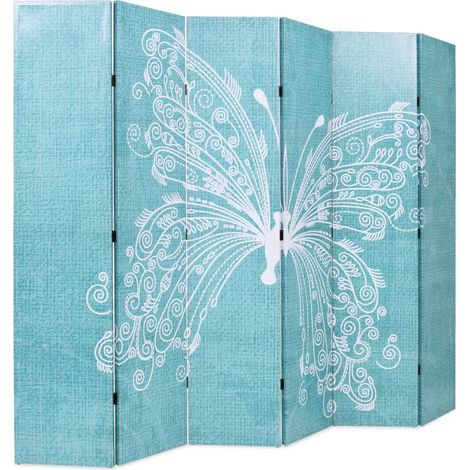 Paravent Cloison de séparation pliable, Pour Jardin, Balcon, Terrasse 228 x 170 cm Papillon Bleu OIB5002E (1/5)