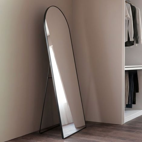 Miroir sur pied en aluminium 60 x 165 x 2.8 cm noir - Justin