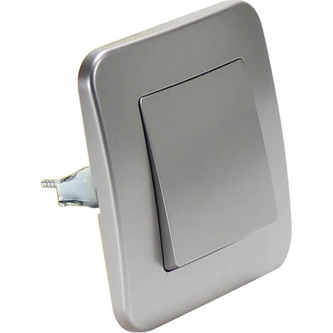 IluminaShop - Interruptor Empotrable Simple Conmutado Gris Basic Marco Incluido (1/3)