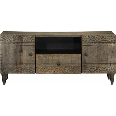 Meuble TV,Banc TV,Armoire TV gris clair 105x33,5x46 cm bois massif de manguier CFW623344 (1/5)