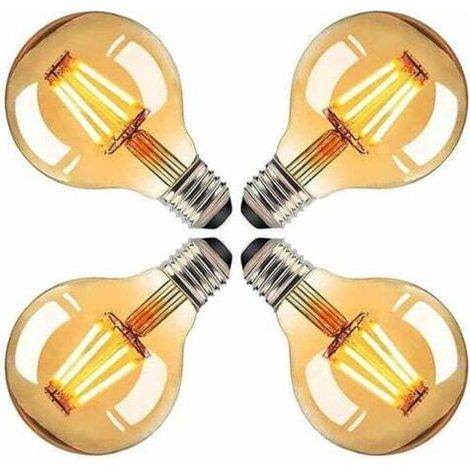 E27 Ampoule. 4W G80 Ampoule LED Edison. Lampe à LED Ronde Vintage. Ampoule LED à Lumière Chaude Antique Décorative. Idéale pour les Nostalgiques. Décorer la Maison. Café. Bar (4 pcs) (1/4)