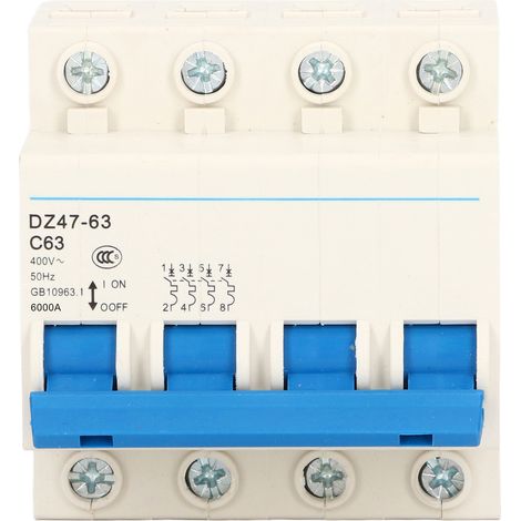Mini disjoncteur 4 pôles 63A, interrupteur de protection de courant pour résident 400V