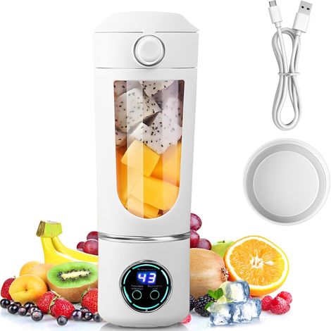 Mixeur portable, Mixeur Smoothie 700 ml, Mini-blender avec 12 lames en acier inoxydable et affichage numérique, Mixeur rechargeable pour shakes et smoothies, petit pour les voyages, la cuisine, le (1/5)