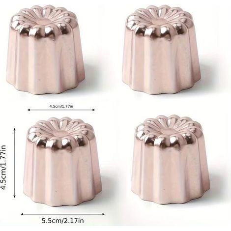 Lot de 4 moules à canelés en cuivre 45 mm, 4,5 cm