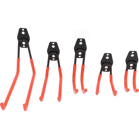 Lot de 5 crochets doubles muraux 40kg, support vélo robuste pour garage, cave, camping-car, chaise, échelle - fixation murale résistante, couleur orange (1/5)