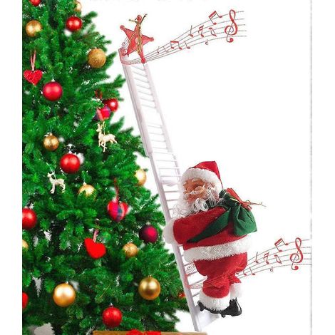 Poupée Père Noël grimpant à l'échelle, décoration de Noël, peluche pour la maison et les fêtes de Noël (1/5)
