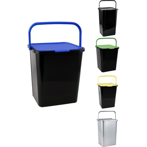 JARDIN202 - Cubo de Reciclaje de Plástico 45L con Asa y Tapadera  Ideal para hogar y separación de residuos  45 L (Azul)
