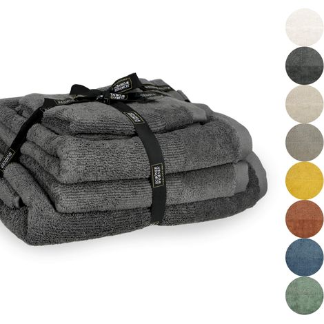 SCHÖNER WOHNEN Handtuch Set SENSE - 1 Stück 50x100 cm, Anthrazit