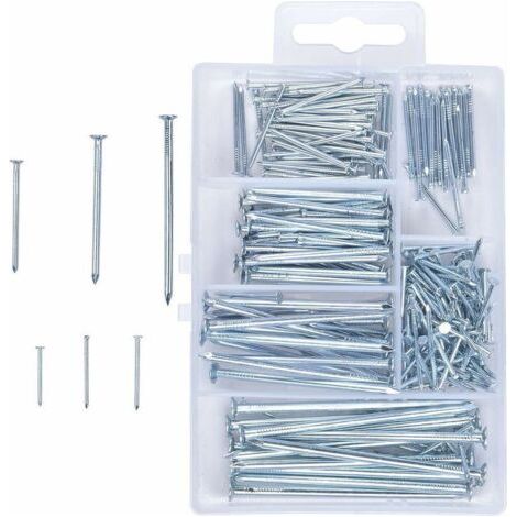 280 pièces Assortiment de clous Clou à tête plate galvanisé Clous de construction de quincaillerie pour clous pour photos, bois et assortiments,Adélala (1/4)