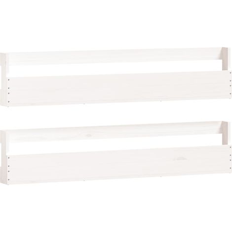 Wand-Schuhregale 2 Stk. Weiß 110x9x23 cm Massivholz Kiefer - Holz Schrank - Wand Regal - Schuhschrank - Schuhregal - Einbauschrank