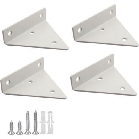 4 Pièces Supports à Tablettes Flottantes Support D'étagère en Triangle en Métal Flottant Equerre Etagere Mural Dissimulés Avec vis pour Déco Salon, Chambre, Salle de Bain - Blanc (1/4)