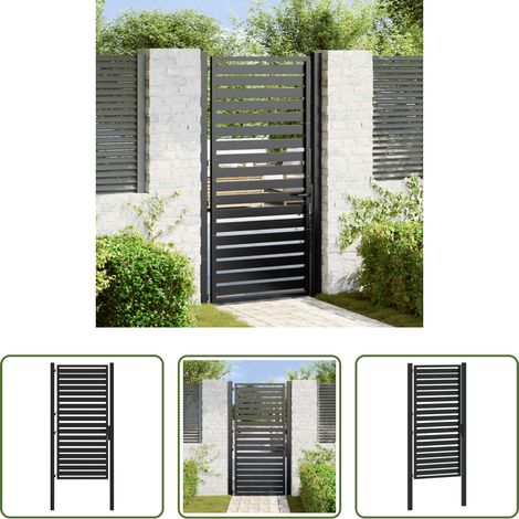 Aluminiumtor - Gartentor Abschließbar Schwarz 100x180 cm Aluminium (1/5)