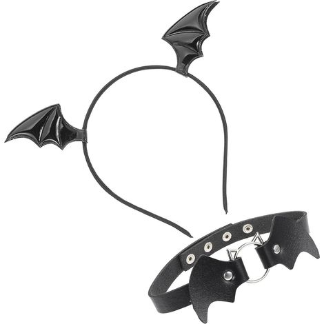 Serrage-tête Ailes de Chauve-souris Chauve-souris en Cuir Noir Confortable et Élégant pour Fête Halloween et Accessoires de Costume (1/5)