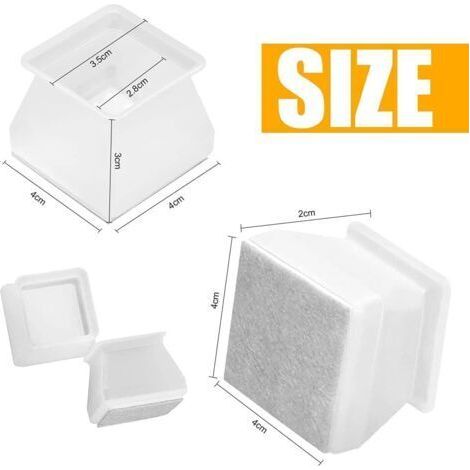 Silicone Chaise Casquettes, Capuchons Patins Silicone, Tampons Couvre-Pieds de Chaise Carrées, Silicone Chaise Jambe Caps pour éviter Les Rayures et Le Bruit, 35-40mm/16 Pcs (1/4)