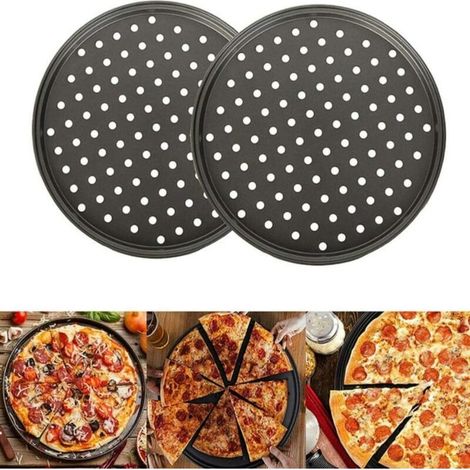 Ensemble de cuisson à pizza en acier inoxydable de qualité supérieure TAIWO, plaques de cuisson rondes de 30 cm (12 pouces), lot de 2 (1/4)