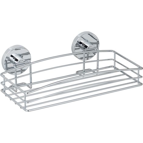 Etagère de douche murale Système de Fixation sans perçage et repositionnable sans trace inclus Supporte jusqu'à 33kg de charge Acier chromé 5,5 x 26 x 15,5 cm Argent (1/5)