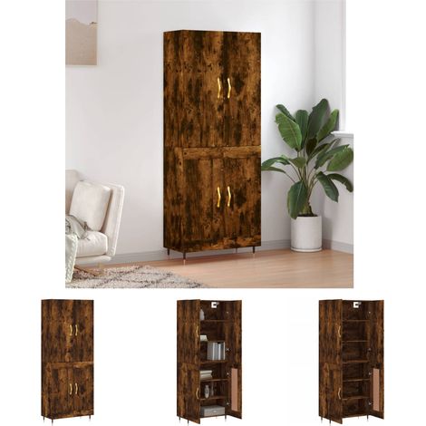 Räuchereiche - vidaXL Highboard Räuchereiche 69,5x34x180 cm Holzwerkstoff - Stauraum (1/5)