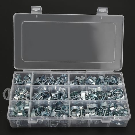 135 mini colliers de serrage zingués pour tuyaux de carburant, diamètres 8-18 mm (1/5)