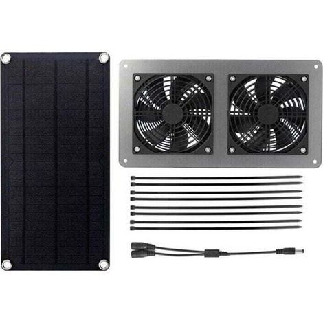 Ventilateur d'extraction d'air à panneau solaire 10 W 12 V pour bureau, extérieur, poulailler, serre, étanche (1/4)